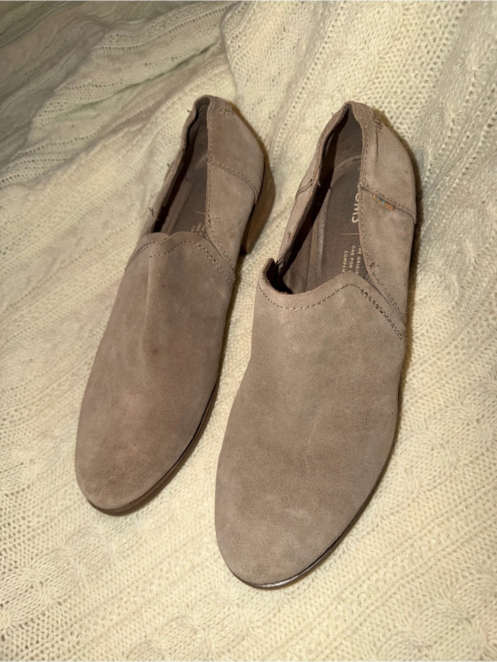 Toms Taupe Suede Slip-On Ankle Booties